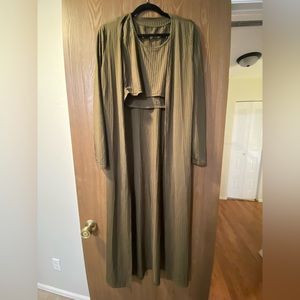 Dark Green Tank and Long Cardigan Set